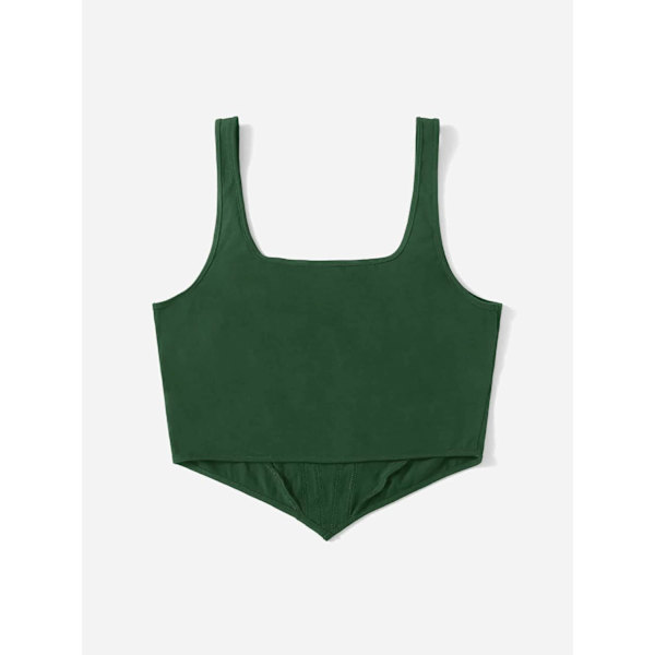 Kvinnors Plus Size Kvadrat Hals Asymmetrisk Fåll Ärmlös Crop Tank Top