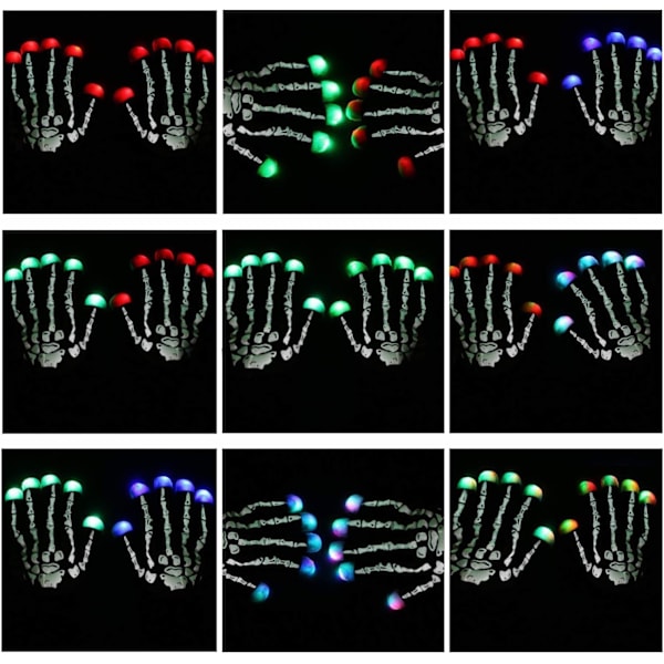 Skjeletthansker. Led-hansker. Lyshansker Fingerlys
