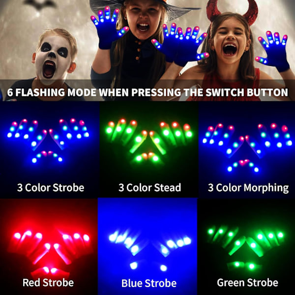 1 par LED-handskar Light Up-handskar för barn