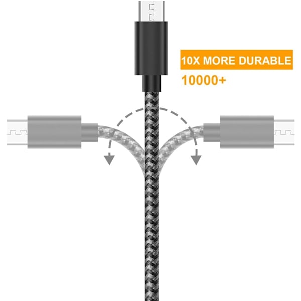 Micro USB-kabel Android-lader [6-pakning 5 fot] Nylonflettet hurtig