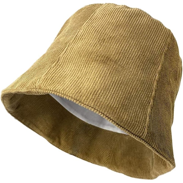 Cordfløyel Bucket Hat Pakkbar Reversibel Fiskerhatt Vindtett Høst Vinterhatt