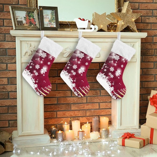 Julklapp, Personliga Julklappsstrumpor 2-pack Vita Snöflingor Julgran 18 tum Julstrumpor Hängande Ornament Eldstad
