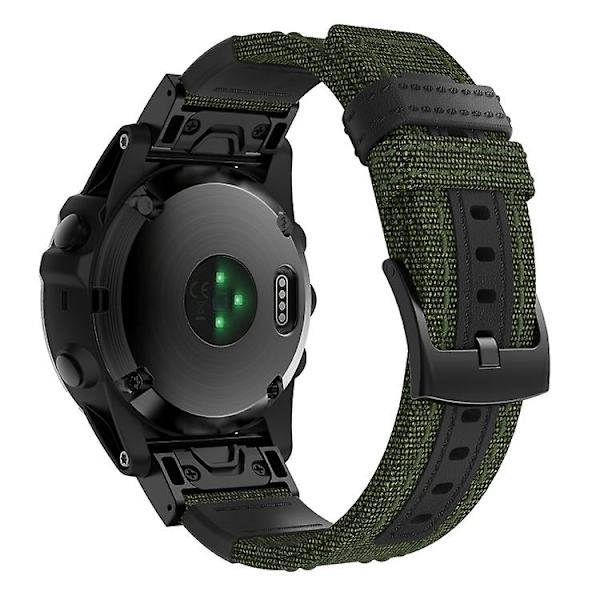 Canvas och läder klockarmband för Garmin Fenix5x Plus Fenix3, handledsrem storlek: 150+110mm XEP Army Green
