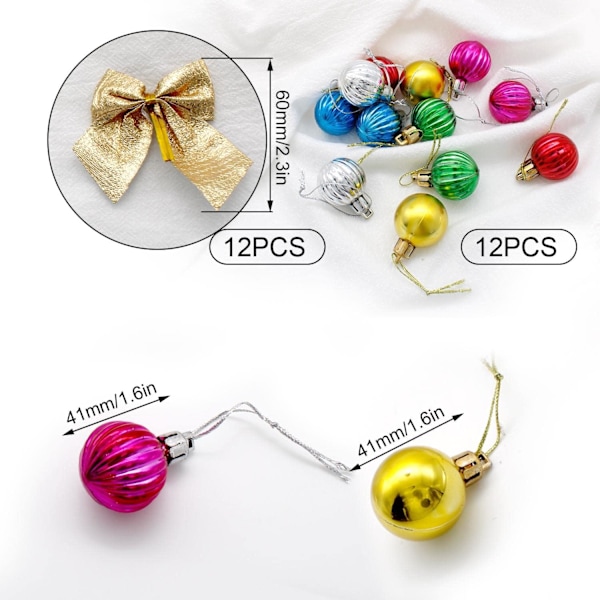Julgranskulor och rosetter Set (24 st) - Julgransprydnader