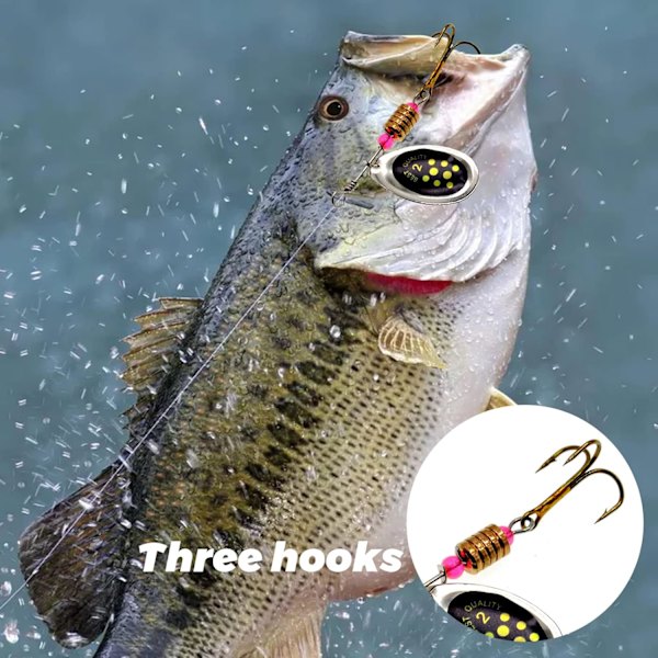 Fiskespinnerbete Set (10st) - Flerfärgade Spinners och Skedlås