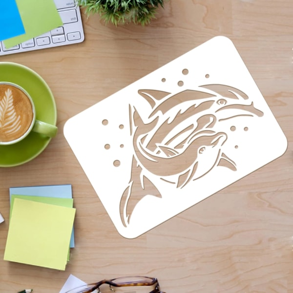Delfin Stencil 11,7x8,3 Tommer Hav Havdyr Stenciler Gjenbrukbare