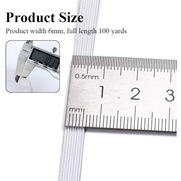 Elastisk line - Stretchflettet håndverk Elastisk tau (6 mm)