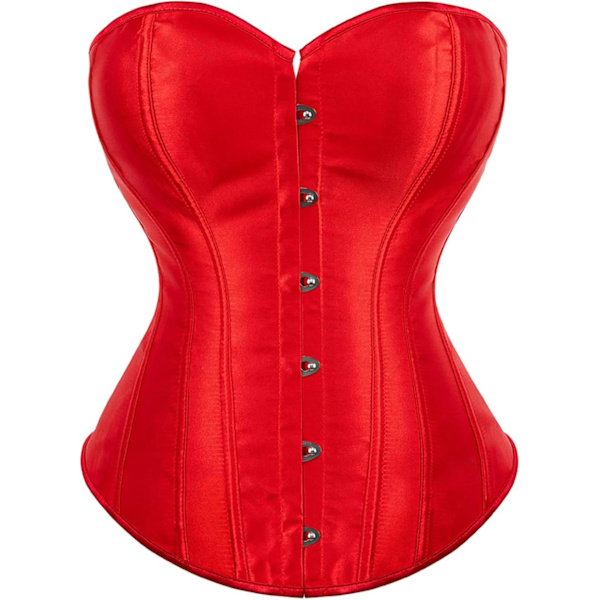 Kvinnors satinkorsetter Topp Spets Upp Benad Överbyst Korsett bustier Lingerie Body
