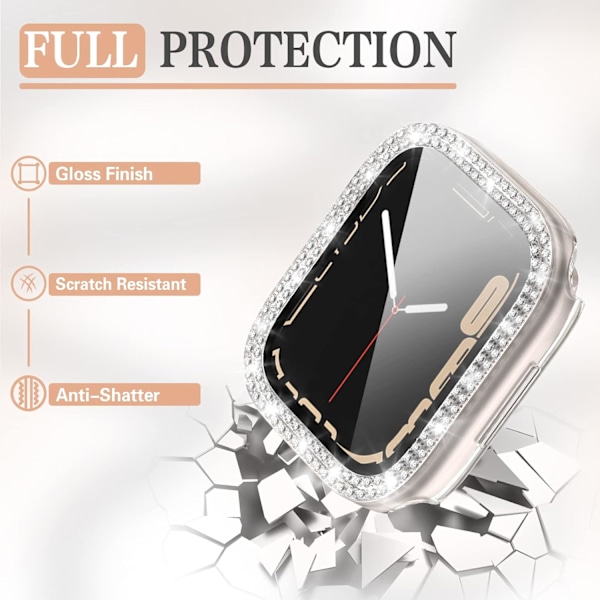 Bling-etui kompatibelt med Apple Watch Series 8 Series 7 45mm hærdet