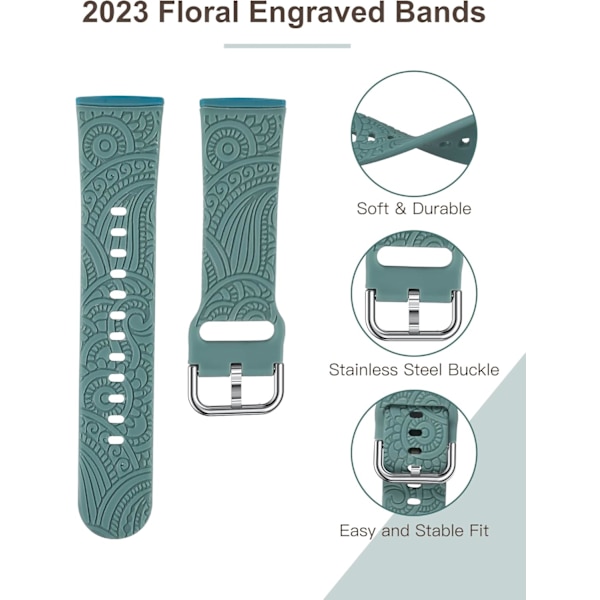 Graverad silikon kompatibel med Fitbit Versa 4/Sense 2/Versa 3/Sense-armband