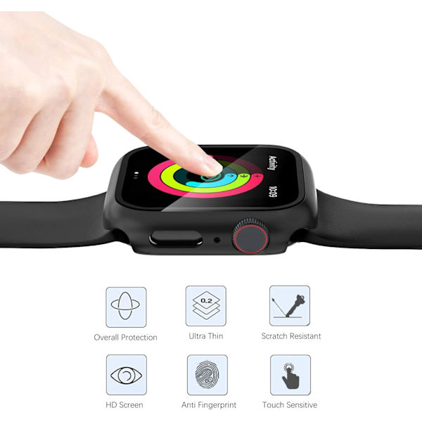 Kompatibelt Apple Watch Series 7-fodral 41 mm 45 mm skärmskydd