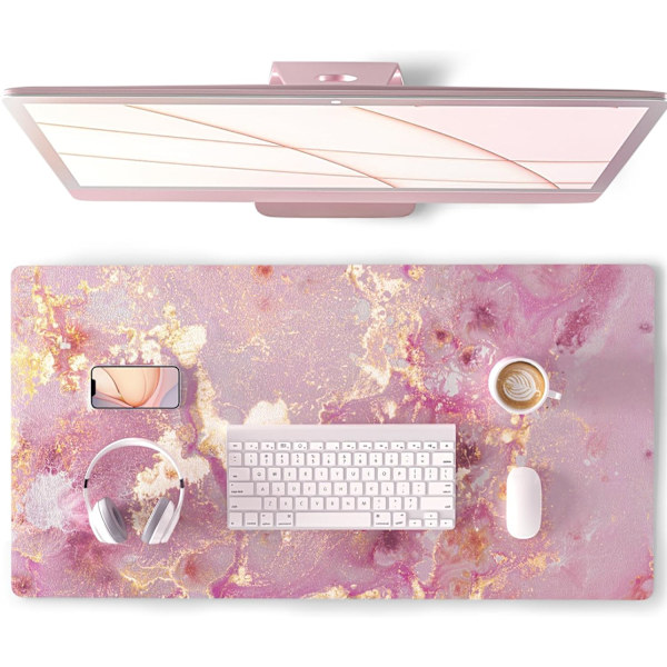 Stor musematte - Rose Gold Marble PU læder skrivebordsunderlag