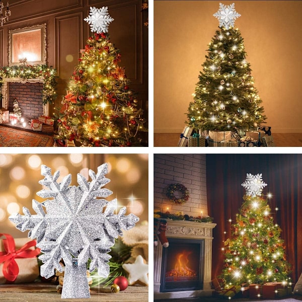 Juletrær Topper Lighted med Snowflake Projector Lights, Led Star Tree