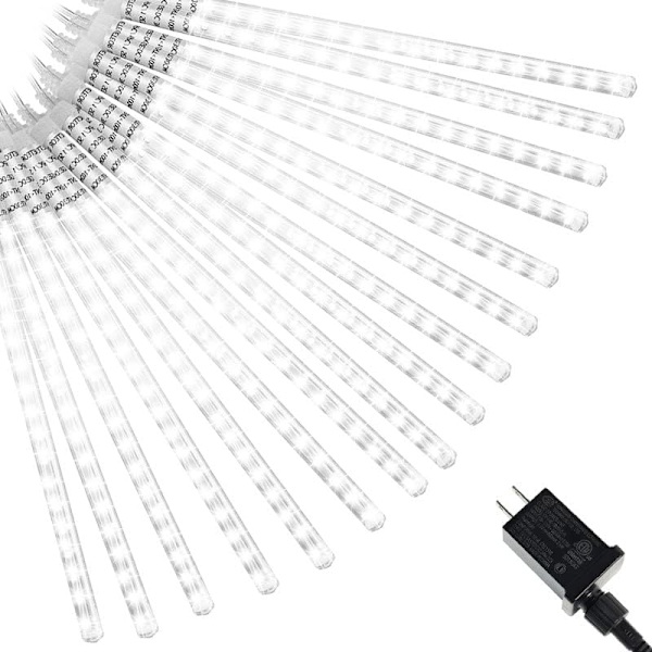 Julelys utendørs, 640 LED 16 rør 50 CM meteorskur regnlykter, plugg inn fallende istapplys juledekorasjon for juletre gårdsplass