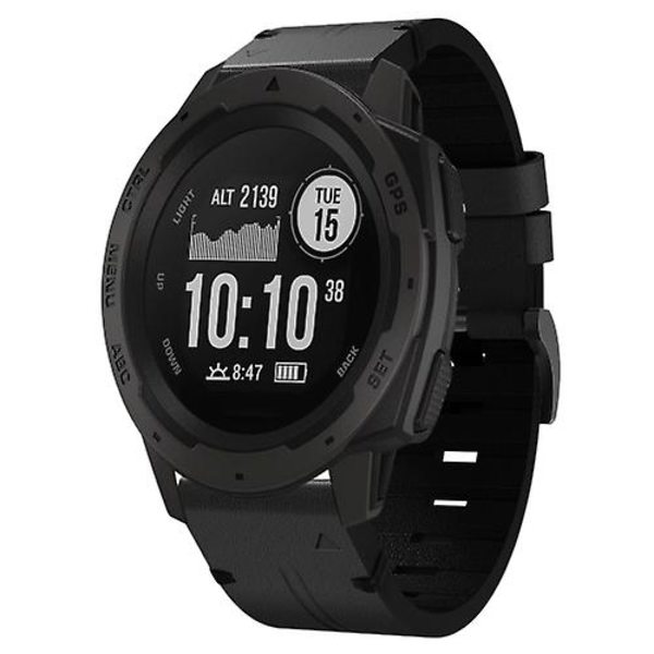 För Garmin Instinct 22mm Läder Stål Spänne Klockarmband NCJ Black