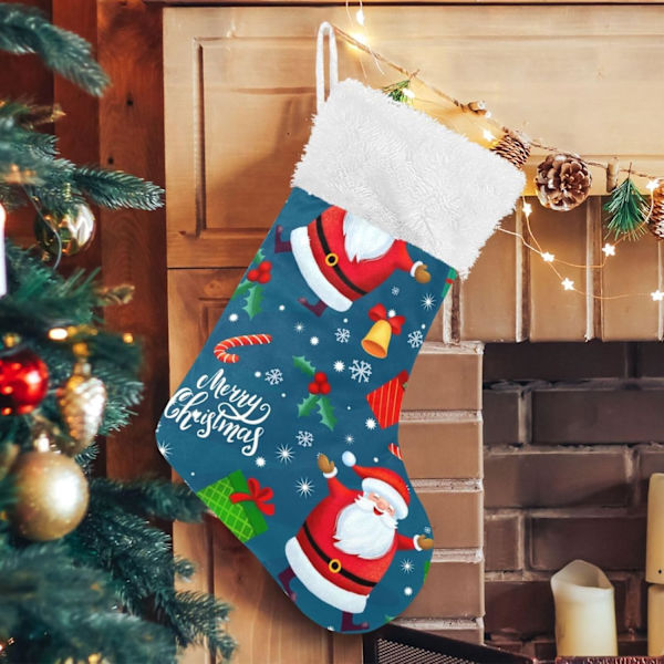 Jule-Strømpe, Personlige Jule-Strømper 2-pakning Julemanden Danser Glad 45,7 cm Jule-Strømper Hængende Ornament Pejs til Træ