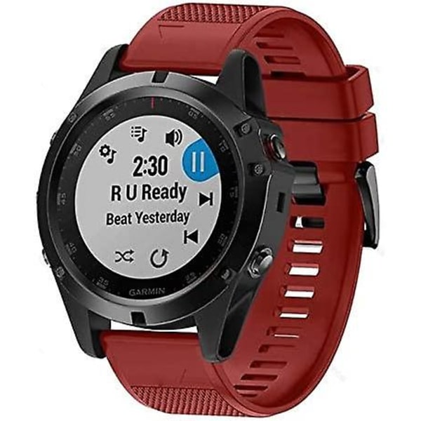Silikonarmband för klocka Fenix 5x 26 mm bredd Kompatibel med Fenix 5x/fenix 5x Plus/fenix 6x Pro Red