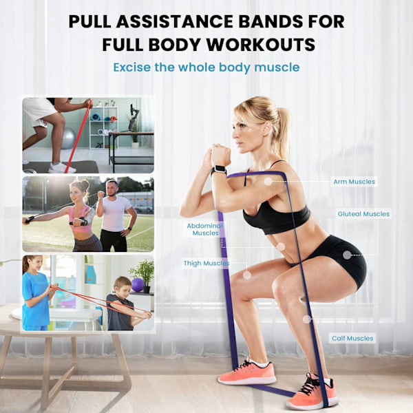 Ben för ben och rumpa, träningsstretchövning, halkfri elastisk bälte, sportfitnessband för höftträning yoga med 3 nivåer gul, gul, röd, svart,