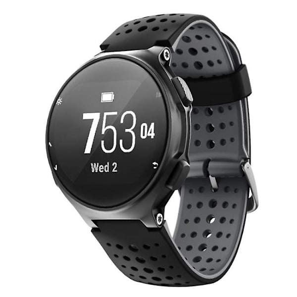 For Garmin Forerunner 220 To-farvet silikone urrem ZQB Black Grey