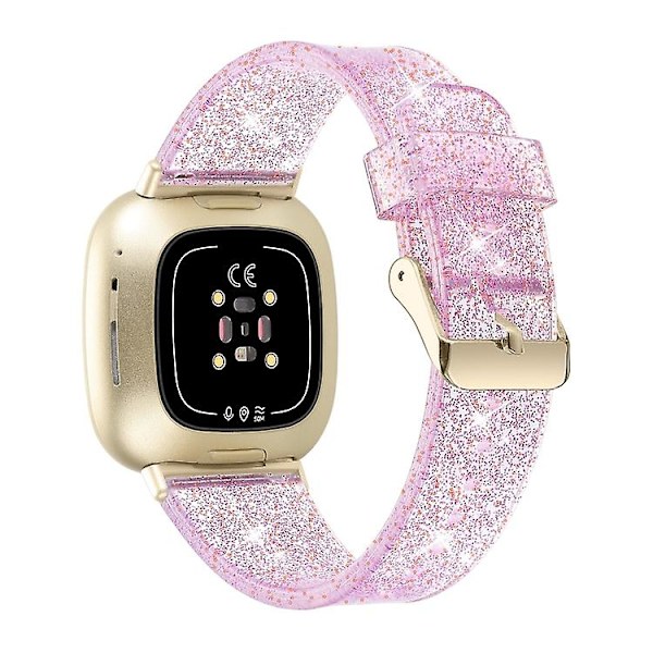 For Fitbit Versa 3 Glitter Pudder Silikone Urrem TDN Purple