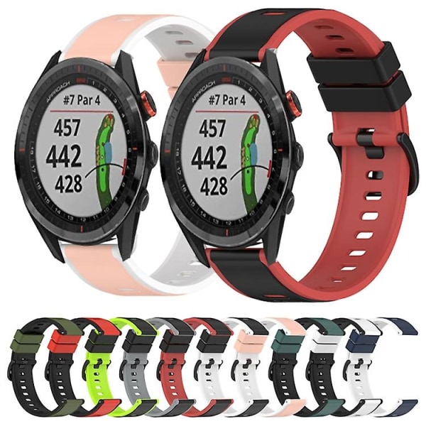 Til Garmin Approach S40 20mm To-farvet Silikonurrem NYF Olive Green - Black