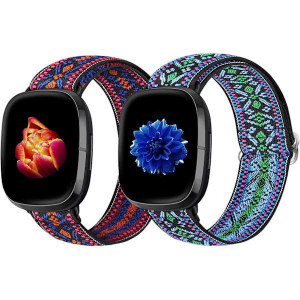 Elastiskt nylonarmband (2-pack) - Fitbit Versa 3/Fitbit Sense-rem