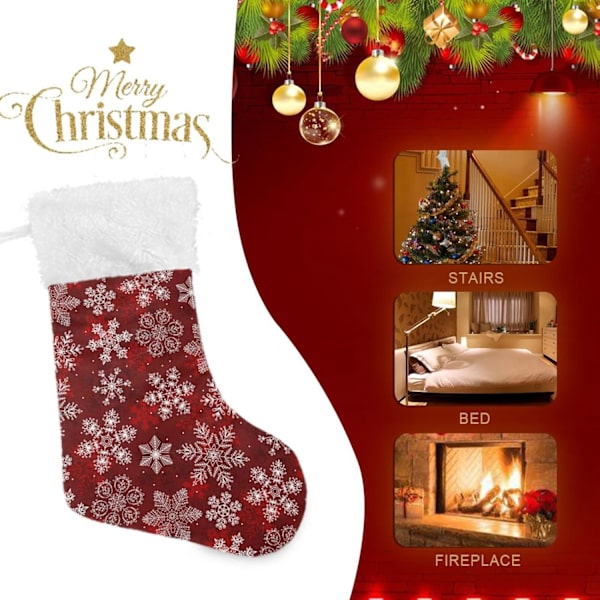 Julklapp, Personliga Julklappsstrumpor 2-pack Röd Jul Vit Snöflinga 45,7 cm Julstrumpor Hängande Ornament Eldstad