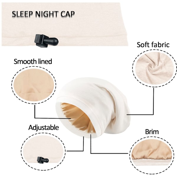 Siden Satin Bonnet Hårinpackning för att sova, 2 st Justerbar Silk