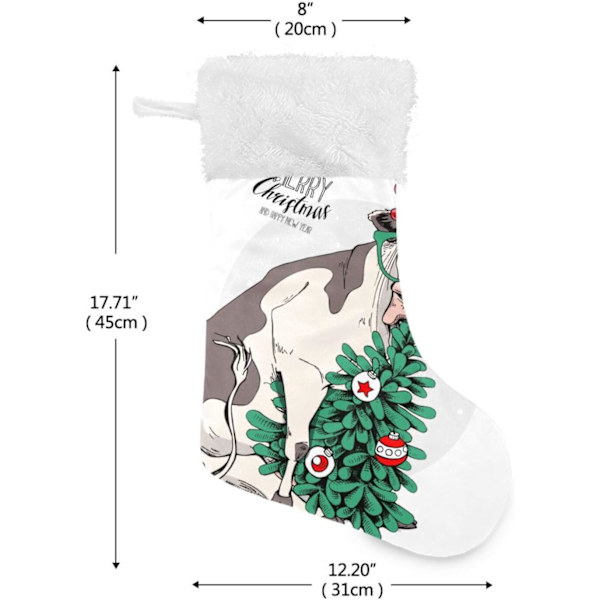 Jule-Strømpe, Personlige Jule-Strømper 2-pakning Glædelig Jul Ko Hjorte Grantræ 45,7 cm Jule-Strømper Hængende Ornament Pejs Til