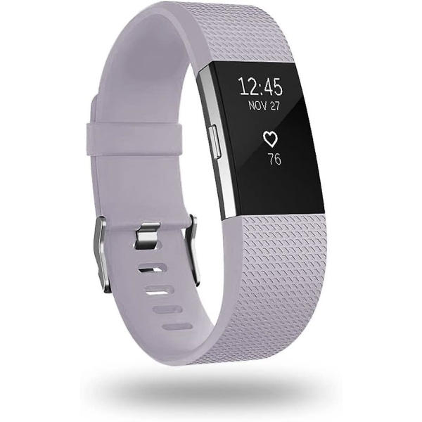 Ersättningsband kompatibla med Fitbit Charge 2, Classic & Special Edition justerbara sportarmband Lavender with Slight Gray Large