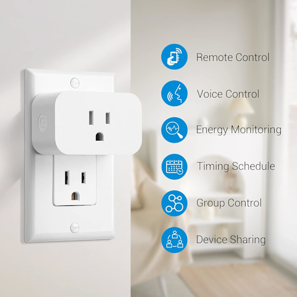 Smart Plug Mini, 15A Wifi Smart Outlet med Energi