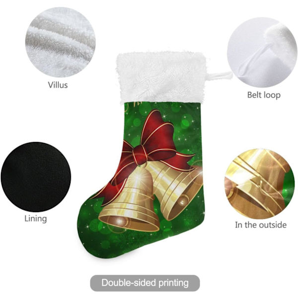 Julklapp, personliga julklappsstrumpor 2-pack Jul Snöflinga Klockor Grön 18 tum Julstrumpor Hängande Ornament Kamin