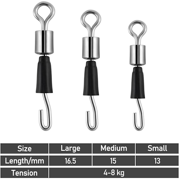 50 stk. Quick Change Swivels til fiskekrog længder - Anti Line Spin