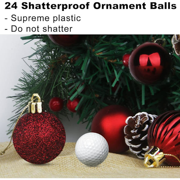 Mörk Röd 2,5\" Julgranskulor Julgransdekorationer Ornament Osplitterbar