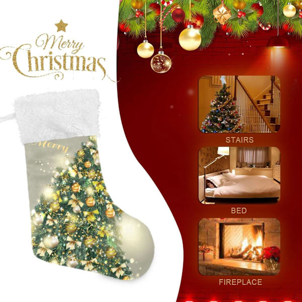 Julklapp, Personliga Julklappsstrumpor 2-pack Julgranar 45,7 cm Julstrumpor Hängande Ornament Eldstad för Träddekoration 1