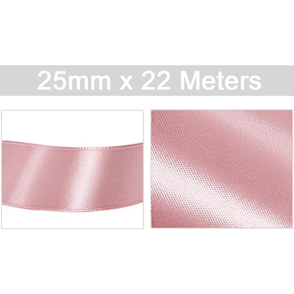 Roséguld satinband - 25 mm x 22 meter för hantverk