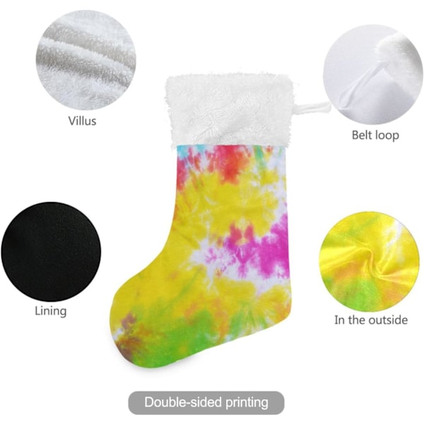 Julklapp, personliga julklappsstrumpor 2-pack Tie Dye Regnbåge Swirl Pride Print 45,7 cm Julstrumpor Hängande Ornament Kamin