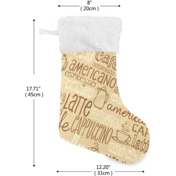 Julklapp, personliga julklappsstrumpor 2-pack Kaffeeklotter 45,7 cm Julstrumpor Hängande Ornament Kamin för träddekoration 17