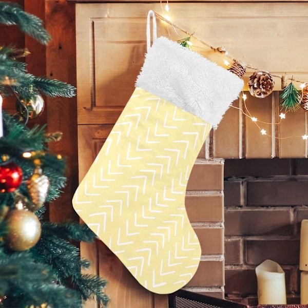 Julklapp, personliga julklappsstrumpor set om 2 enkla gula ränder 45,7 cm julstrumpor hängande prydnad spis för träd