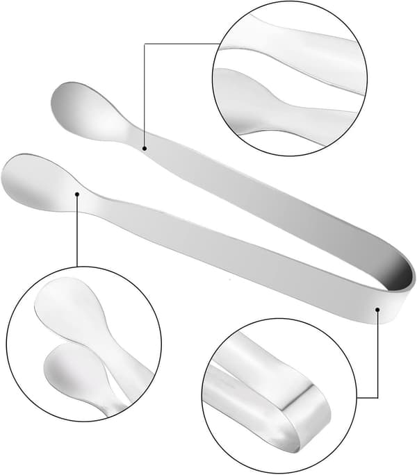 wxsp - Set med 2 Sockertänger - Godistänger - Istänger - Iskubsänger - för Sockerbitar - Desserter - Bufféer - Picknickar - Rostfritt Stål (Silver)