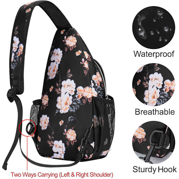 Sling Ryggsekk, Multifunksjonell Reise Tur Dagstursekk Kamelia Tau Crossbody