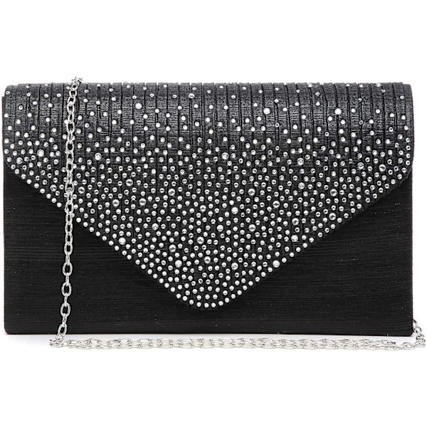 Satin Aften Taske Rhinestone Clutch Pung Bryllup Prom Pung