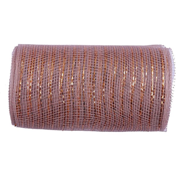 10 meter metallisk poly mesh-bånd for dekorasjon/kranslaging (brun,