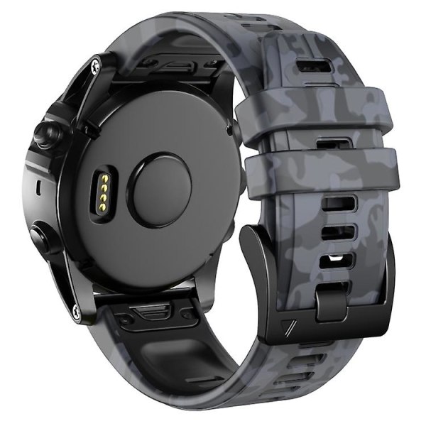 Til Garmin Fenix ​​7x Camouflage Silikone Watch Band SWJ Grey