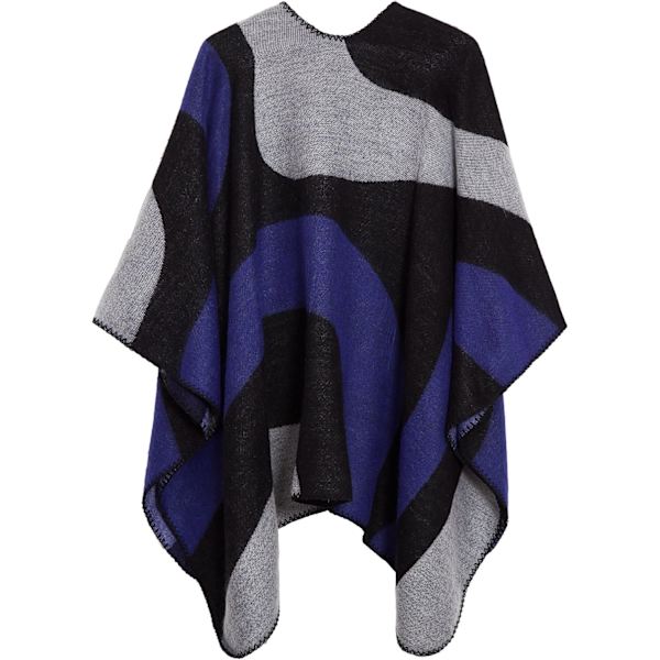 Färgblock Dam Schal Wrap Snygg Öppen Front Poncho Cape
