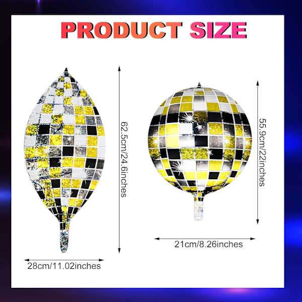 5 stk 22 tommers 4D disco ballonger store