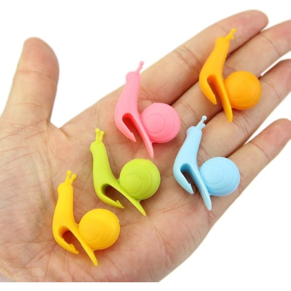 Sød snegleformet teposeholder - 10 stk Candy Colors sæt