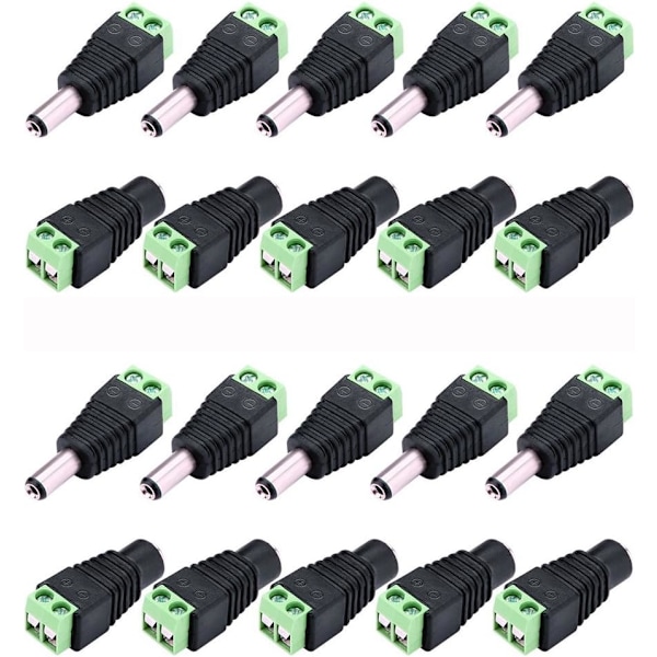 10 par i förpackning 5,5 mm x 2,1 mm 12 V DC-ström - hane och hona