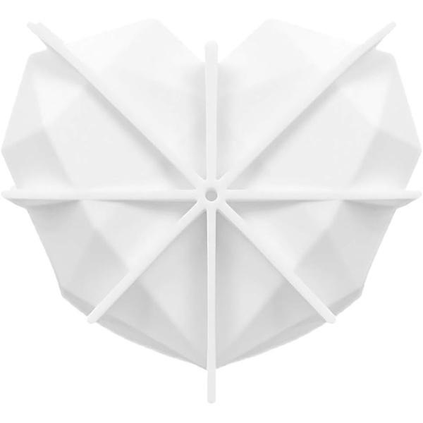 Hjerte silikoneform, 7-tommer diamant geometrisk hjerte