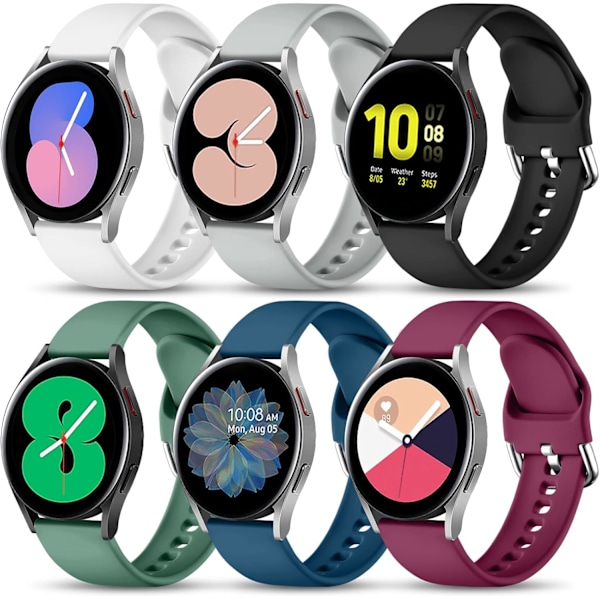 6 Pack Bands Compatible with   Galaxy Watch 7 6 5 4 Band 40mm 44mm/Galaxy Watch 5 Pro 45mm/Watch 4 6 Classic 42mm 46mm 43mm 47mm/Active 2